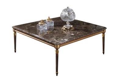 Square coffee table with Emperador Dark marble top by Modenese Interiors